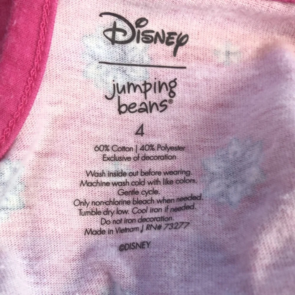 Disney Jumping Beans Summer Dress Sparkly Jasmine Pink Blue Floral Girls 4